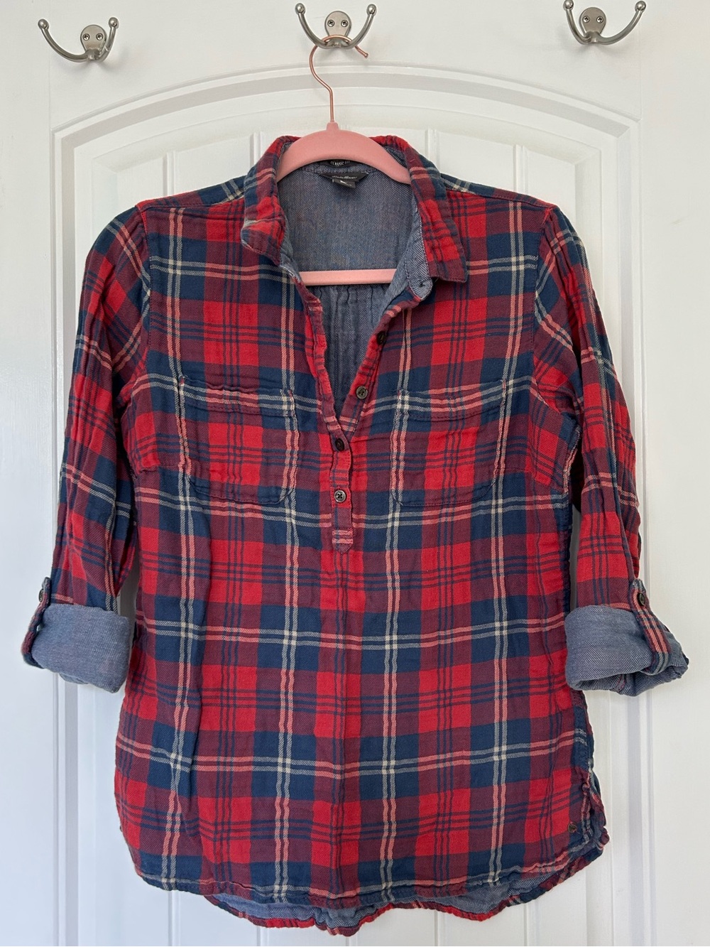 Cozy fall plaid blouse